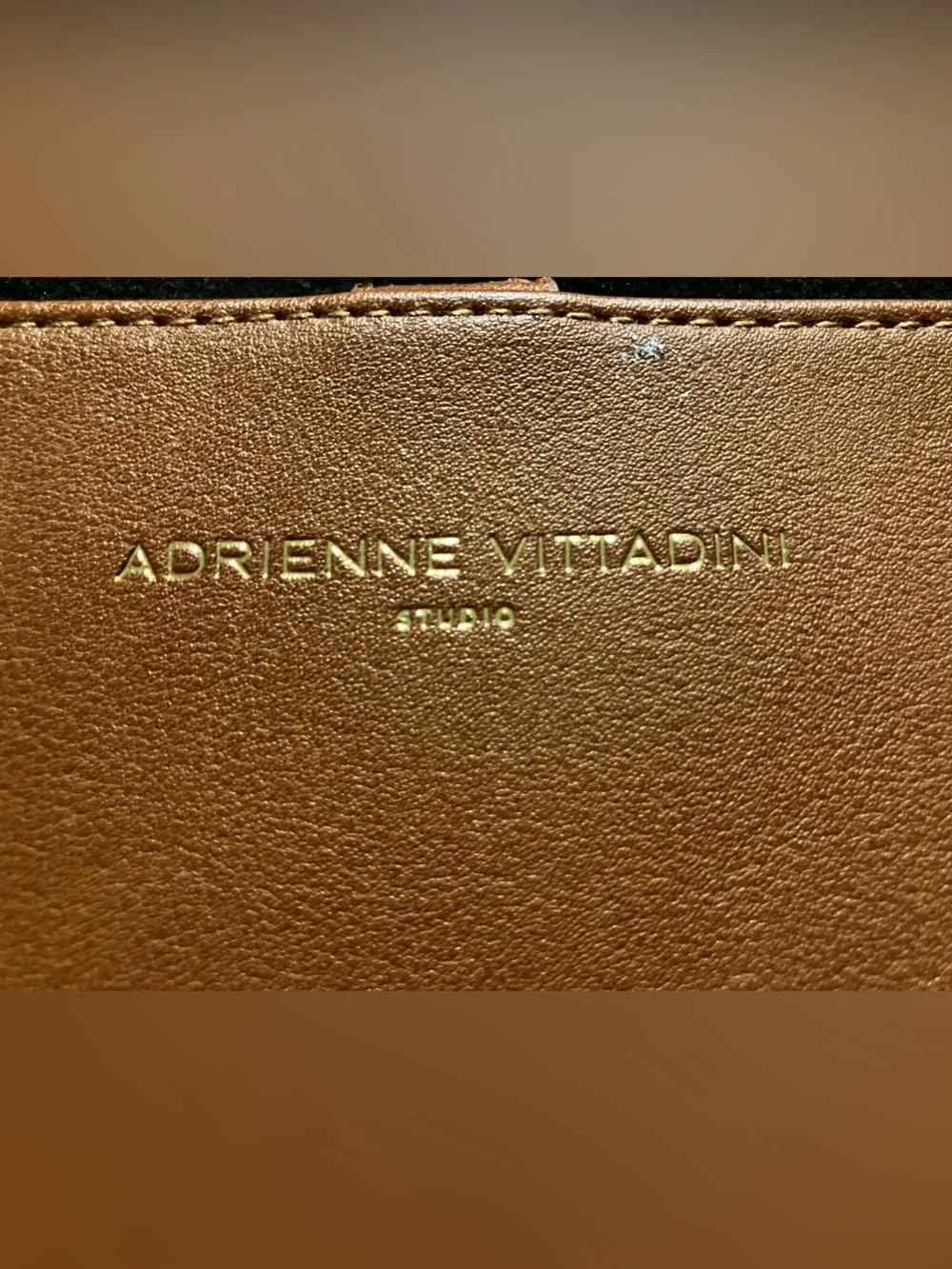 Adrienne Vittadini Brown Faux Leather Wristlet Clutch